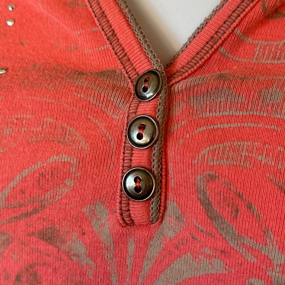 Christopher and Banks Salmon/Pink with Grey Embellishments Blouse Size XL - Picture 5 of 7